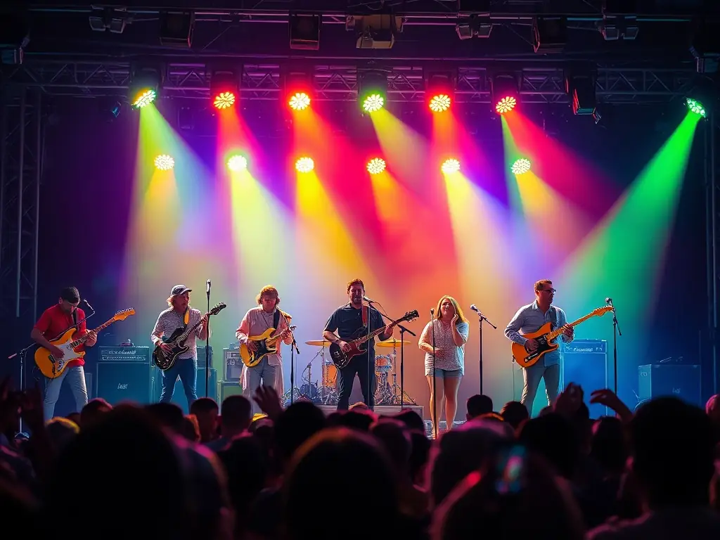 A dynamic image of a live music event organized by BEATS AND SAMPLES RECORDS, featuring local artists performing on stage in front of an enthusiastic audience.